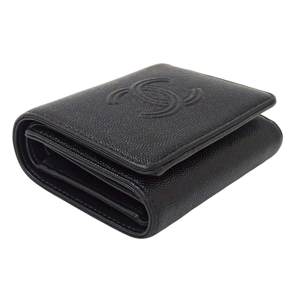 CHANEL Black Caviar Leather Logo Wallet - Picture 3 of 13